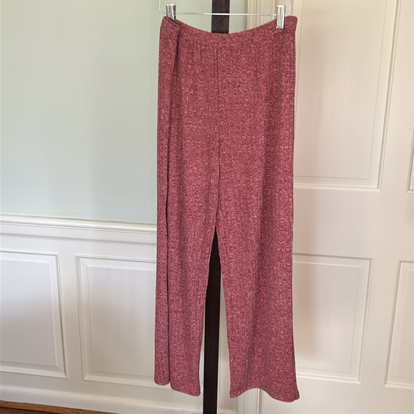 V Neck Knit Burgundy Loungewear Set 2 Piece Long Pant Size Large New With Tags - Picture 7 of 11